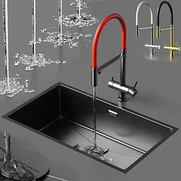 Customizable Sink and Faucet Set 3D model image 1 