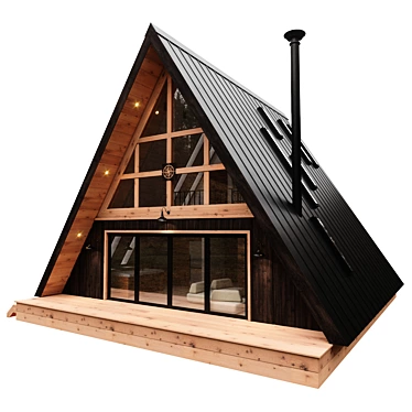 Modern Dual-Facade A-Frame House 3D model image 1 