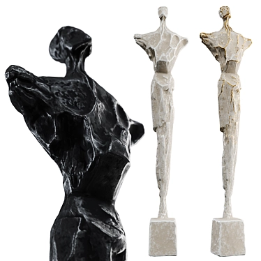 Stone Metal Abstract Human Sculpture 3D model image 1 