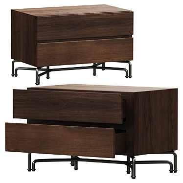 Rustic Fawn Veneer Nightstand 3D model image 1 
