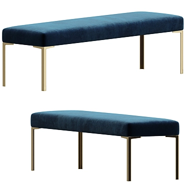 Elegant Montage Navy Velvet Bench 3D model image 1 