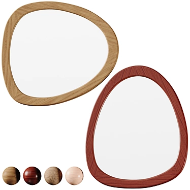 Mid-Century Modern Asymmetrical Wood Mirror 3D model image 1 