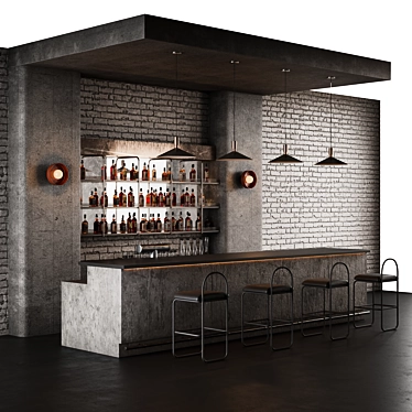 Industrial Style Bar Counter 3D model image 1 