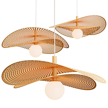 Bendable Rattan Hat Pendant Light 3D model image 1 