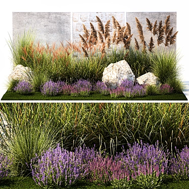 Landscaping Plant Collection with Lavender Flowers 3D model image 1 