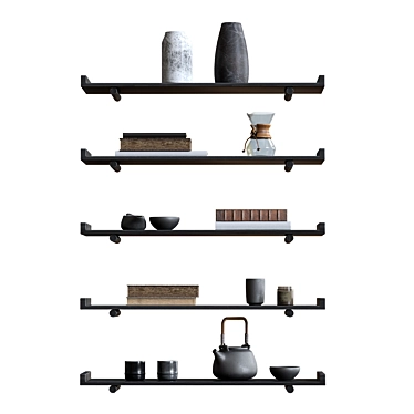 Tea Set Display Shelves 3D model image 1 