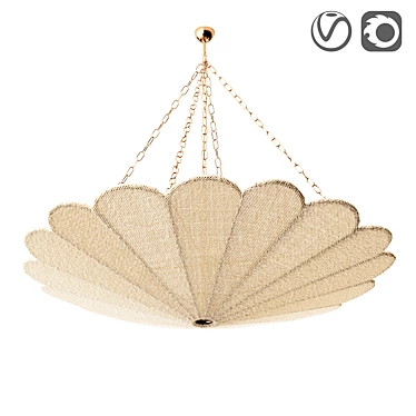 Handcrafted Palm Chandelier with Coconut Beads 3D model image 1 