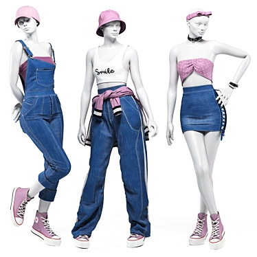 Fashion Mannequin with Clothes Set 3D model image 1 