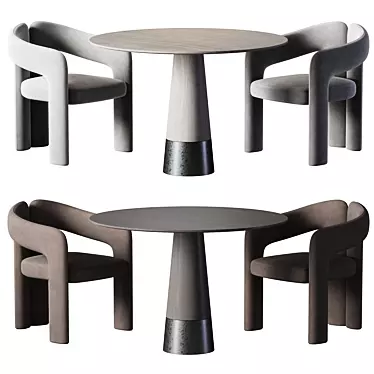 Velvet Table with Dudet Chair 3D model image 1 