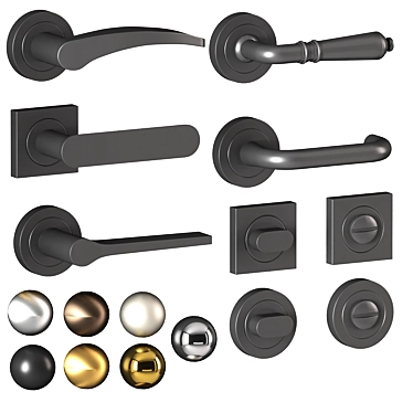 Modern Lever Door Handles Set 3D model image 1 