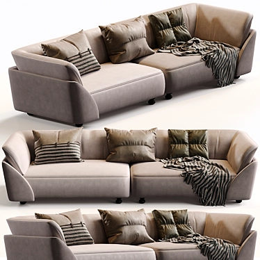  Genuine Leather Flared Arm Sofa 3D model image 1 