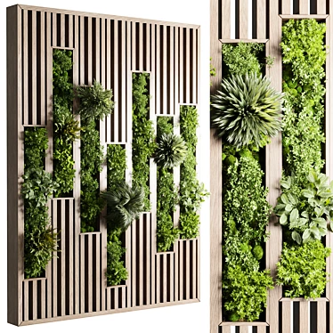 Rustic Wood Moss Wall Decor 3D model image 1 