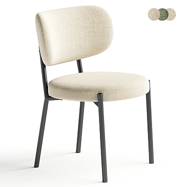 Elegant Taupe Fabric Dining Chair 3D model image 1 