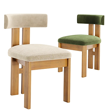 Elegant Mohair Dining Chair Set 3D model image 1 