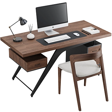 Modern Black Office Furniture Set 3D model image 1 