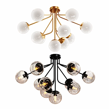 Modern Black and Gold Chandelier 3D model image 1 