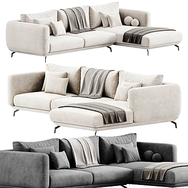 Modern 3-Seater Corner Sofa by Weilai Concept 3D model image 1 