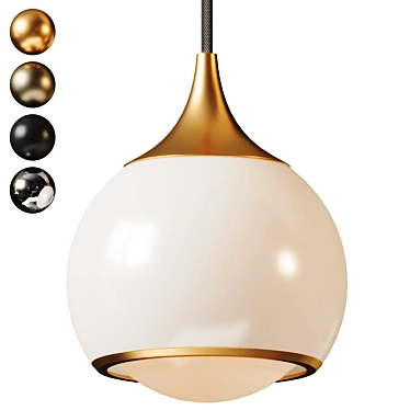 Modern Dome Pendant Light with Opal Glass 3D model image 1 