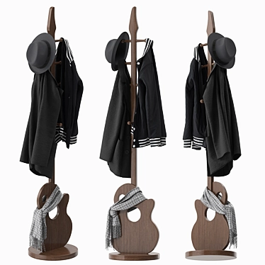 Sleek Guitar-Shaped Coat Rack 3D model image 1 