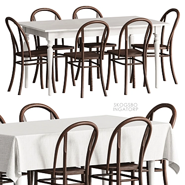 Scandinavian Dining Set IKEA 3D model image 1 