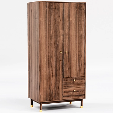 Lambro Two-Door Wardrobe with Drawers 3D model image 1 