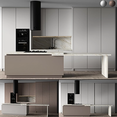 Contemporary Dual-Tone Kitchen Suite 3D model image 1 