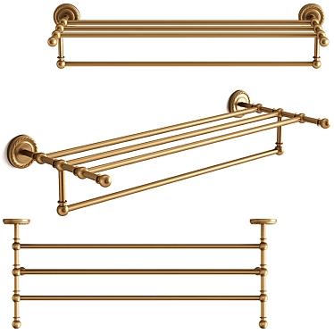 Antique Brass Bathroom Shelf 3D model image 1 