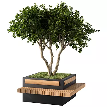 Modern Urban Bench Plant Duo 3D model image 1 