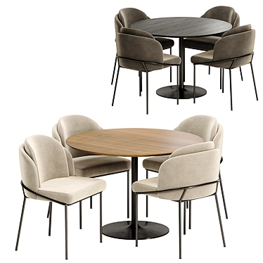 Sleek Angelo Chair & Anderson Table 3D model image 1 