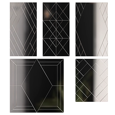 Elegant Mirror Panels Set 3D model image 1 