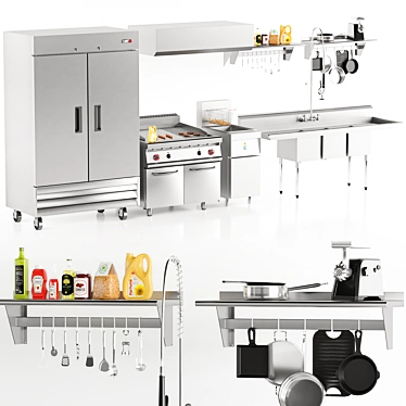 Commercial Kitchen Equipment Set 3D model image 1 