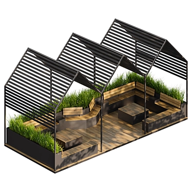 City Parklet with Canopy & Tall Grass 3D model image 1 