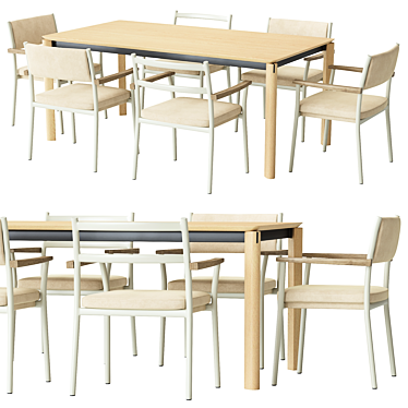  Modern Dining Set with Extending Table 3D model image 1 