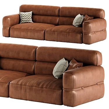 Miaomiao Modular Leather Arm Sofa 3D model image 1 