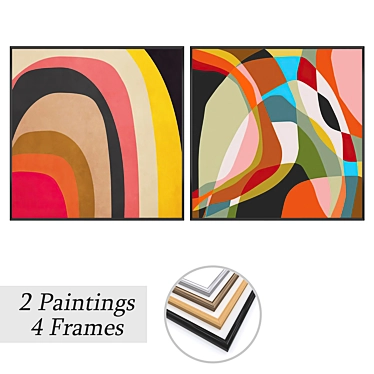 Dual Art Set with Frame Options 3D model image 1 