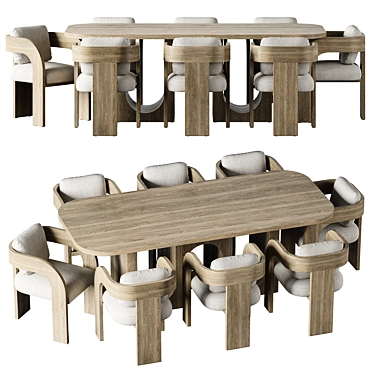 Arched Ash Dining Set 3D model image 1 