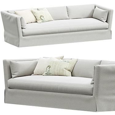 Elegant Belgian Slipcovered Sofa 3D model image 1 