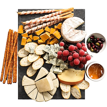 Cheese Platter Set with Mouldy Cheese 3D model image 1 