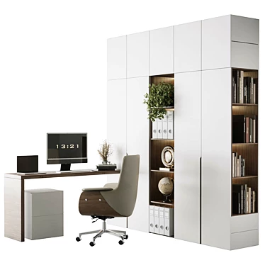 Multi-Functional Cabinet and Desk 3D model image 1 