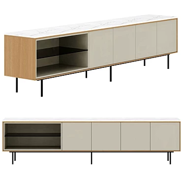 Minimalist Oak Sideboard with Doors 3D model image 1 