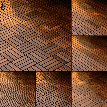  PBR Wood Parquet Texture Pack 3D model image 1 