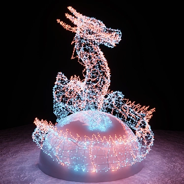 Dragon Garland Sculpture Lighted Display 3D model image 1 