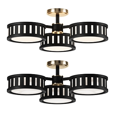 Minimalist Black Forged Gold Chandelier 3D model image 1 