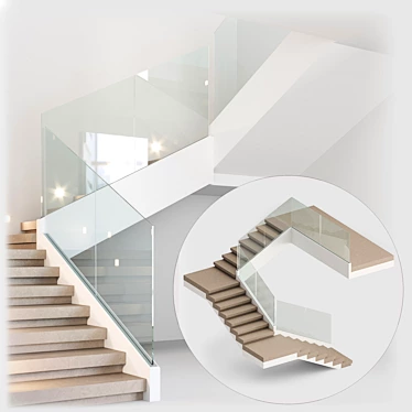 Modern Staircase Model 15cm 3D model image 1 