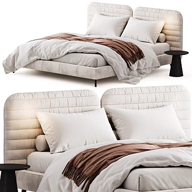 Sleek Aero White Bed Frame 3D model image 1 