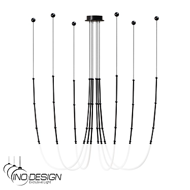 Modern Black Metal Chandelier Fixture 3D model image 1 