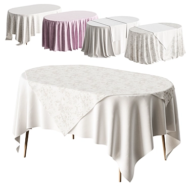 Oval Tablecloth, Various Draping Styles 3D model image 1 