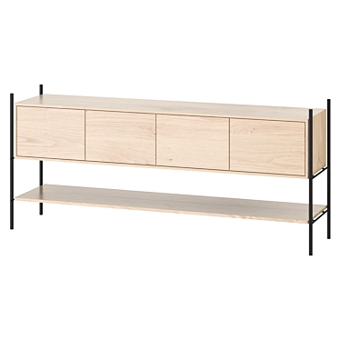 Modern Steel Sideboard with Veneer 3D model image 1 