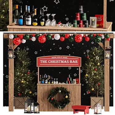 Festive Christmas Bar Decor Set 3D model image 1 