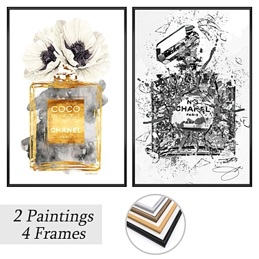 Gallery Art Set with Frames 3D model image 1 